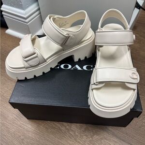 New Coach Brynn Chalk Platform Sandals
